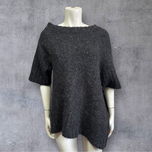 JARBO alpaca merino sweater deconstructed asymmetrical gray off shoulder medium - Picture 5 of 17